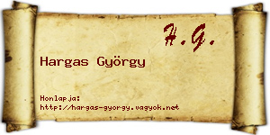 Hargas György névjegykártya